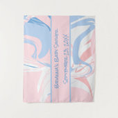 Blauer weißer rosa Marmor Swirl Babydusche Wandteppich (Vorderseite)