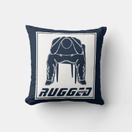 Blauer weißer Rugged Man Holding Head | Denkende Kissen