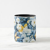 Blauer Weißer Schmetterling Schmetterling Nahtlose Tasse (Zentrum)