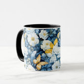 Blauer Weißer Schmetterling Schmetterling Nahtlose Tasse (Vorderseite Links)