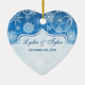 Blauer weißer Schnee blättert Keramikornament (Vorne)