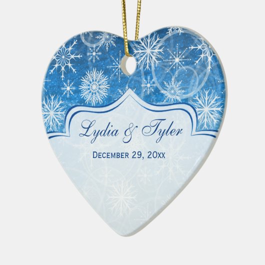 Blauer weißer Schnee blättert Keramikornament (Links)