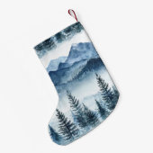 Blauer weißer Schnee Weihnachtsbaumen Kleiner Weihnachtsstrumpf (Rückseite (Hängend))
