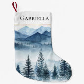 Blauer weißer Schnee Weihnachtsbaumen Kleiner Weihnachtsstrumpf (Vorderseite)