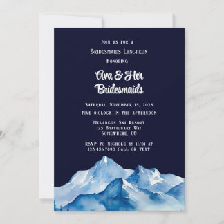 Blauer Weißer Schneeberg Bridesmaier Luncheon Einladung