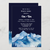 Blauer Weißer Schneeberg Polterabend Einladung (Vorne/Hinten)