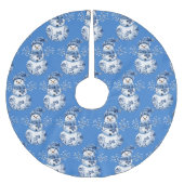 Blauer weißer Schneemann  Polyester Weihnachtsbaumdecke (Vorderseite)