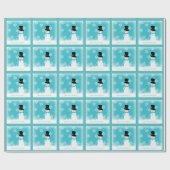 Blauer weißer Schneemann Winterschneeflocken Geschenkpapier (Flach)