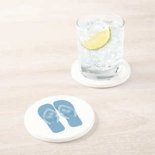 Blauer weißer Sommer-Strand drehen Untersetzer