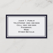 Blauer weißer Streifen, blaues Band, Gerahmtes Gol Visitenkarte (Rückseite)