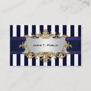 Blauer weißer Streifen, blaues Band, Gerahmtes Gol Visitenkarte