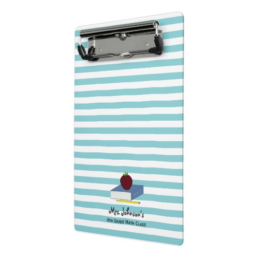 Blauer weißer Streifen Lehrer-Apples Mini Klemmbrett (Gewinkelt2)