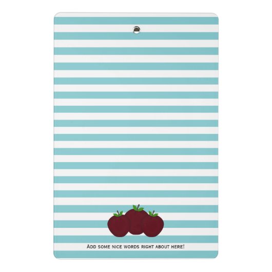 Blauer weißer Streifen Lehrer-Apples Mini Klemmbrett (Rückseite)