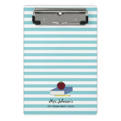 Blauer weißer Streifen Lehrer-Apples Mini Klemmbrett (Vorderseite)