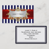 Blauer weißer Streifen, rote Schleife, Gerahmtes G Visitenkarte (Vorne/Hinten)