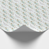 Blauer weißer Streifenbildname Geschenkpapier (Ecke)