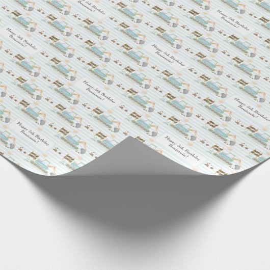 Blauer weißer Streifenbildname Geschenkpapier (Ecke)