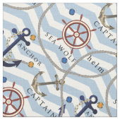 Blauer weißer Streifenzickzack des Seeankersteuers Stoff (Nahaufnahme)