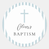 Blauer weißer Stripteppich Runder Aufkleber (Vorderseite)