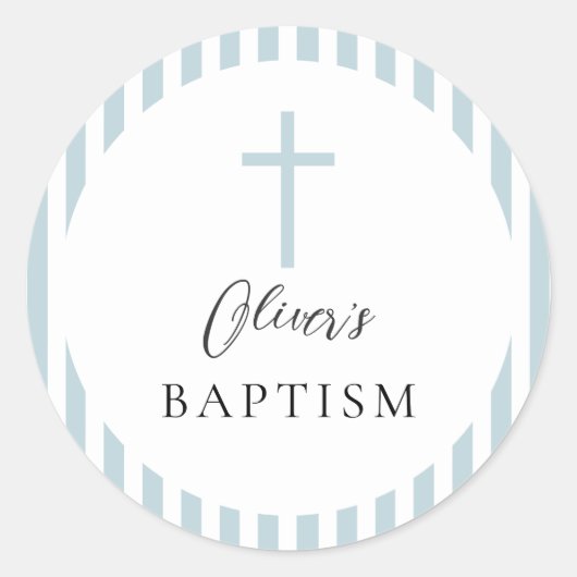 Blauer weißer Stripteppich Runder Aufkleber (Vorderseite)