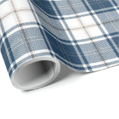 Blauer weißer Tartan-kariertes schottisches Muster Geschenkpapier (Rolleneckpunkt)