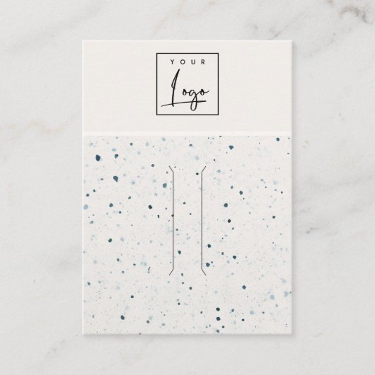 Blauer, weißer Textur Logo Button Display Visitenkarte (Vorderseite)