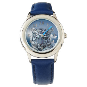 Blauer weißer Tiger Armbanduhr