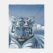 Blauer weißer Tiger Fleecedecke (Vorderseite)
