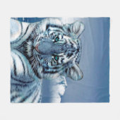 Blauer weißer Tiger Fleecedecke (Vorderseite (Horizontal))