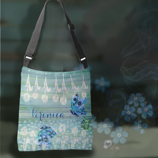 Blauer Weißer Tulips Schmetterlinge Tasche