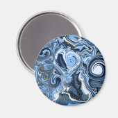 Blauer, weißer und goldener Wirbel Flüssigmarmor Magnet (Vorderseite/Rückseite)