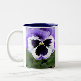 Blauer, weißer und lila Pansy Zweifarbige Tasse