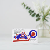 Blauer weißer und roter Rollerjungen- oder Visitenkarte (Stehend Vorderseite)