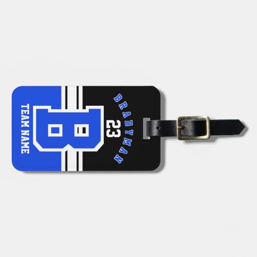 Blauer, weißer und schwarzer Sport-Entwurf Gepäckanhänger (Vorderseite horizontal)