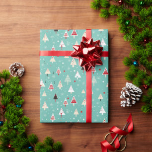 Blauer Weißer Weihnachtsbaum Festtagsmuster Gesche Geschenkpapier