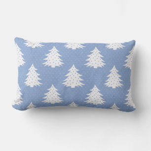 Blauer/weißer Weihnachtsbaum Reversible Pillow Lendenkissen