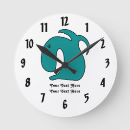 Blauer Weißfisch Runde Wanduhr