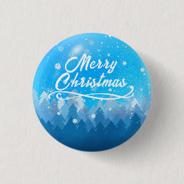 Blauer Weißschnee Friedlicher Wald Frohe Weihnacht Button