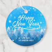 Blauer Weißschnee Friedlicher Wald Frohe Weihnacht Geschenkanhänger (Rückseite)