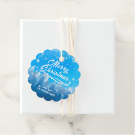 Blauer Weißschnee Friedlicher Wald Frohe Weihnacht Geschenkanhänger