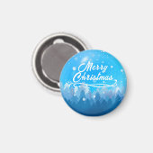 Blauer Weißschnee Friedlicher Wald Frohe Weihnacht Magnet (Vorderseite/Rückseite)