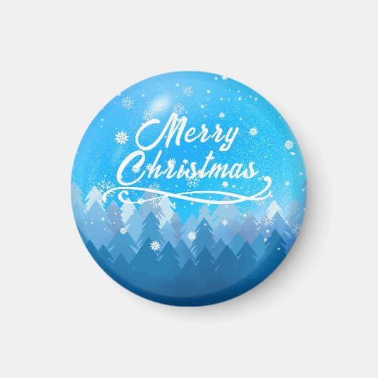 Blauer Weißschnee Friedlicher Wald Frohe Weihnacht Magnet (Vorne)