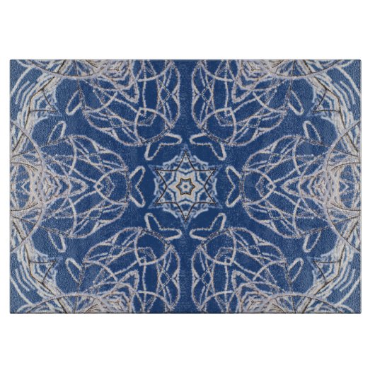Blauer Weißschnee und Star Kaleidoskop Schneidebrett (Vorderseite)