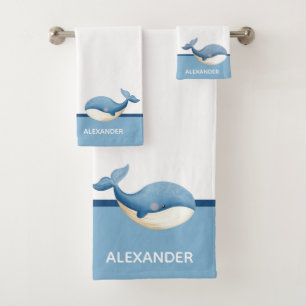 Blauer Weißwal Badhandtuch Set