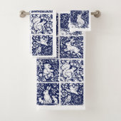 Blauer Weißwaldtierbär Forest Fox Rabbit Bear Badhandtuch Set (Insitu)