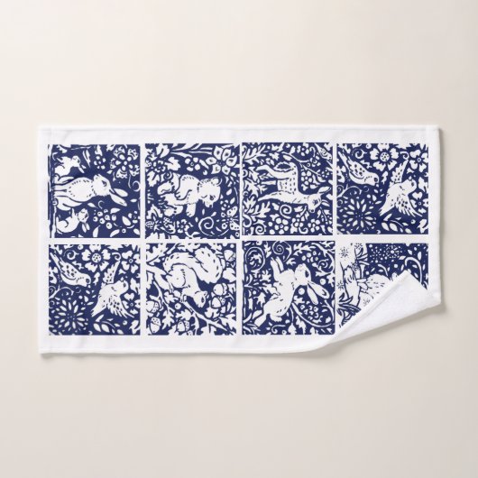 Blauer Weißwaldtierbär Forest Fox Rabbit Bear Badhandtuch Set (Handtuch)