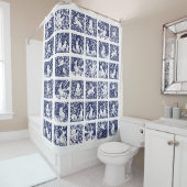 Blauer Weißwaldwald Tierkatzenbär Duschvorhang (Beispiel)