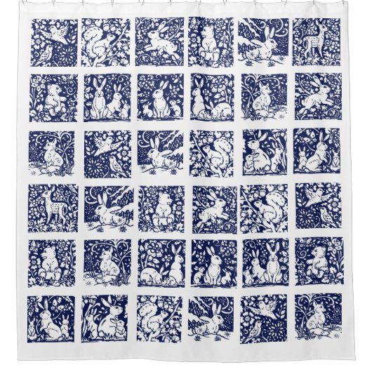 Blauer Weißwaldwald Tierkatzenbär Duschvorhang (Vorderseite)