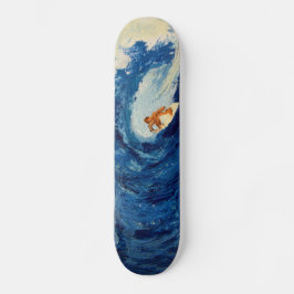 Blauer Wellen-Surfer-surfender Skateboard