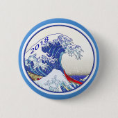 Blauer Wellen-Wahl-Knopf 2018 Button (Vorderseite)
